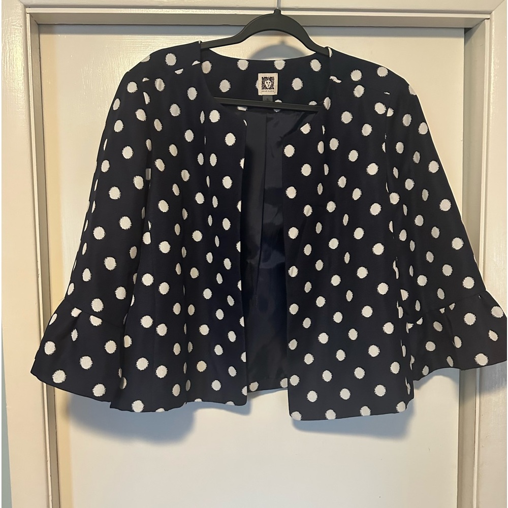 Anne Klein short swing jacket with ruffle sleeve XL